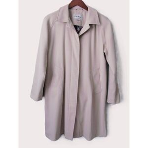 L.L. Bean Women’s Lined Coat Small Beige & Plaid